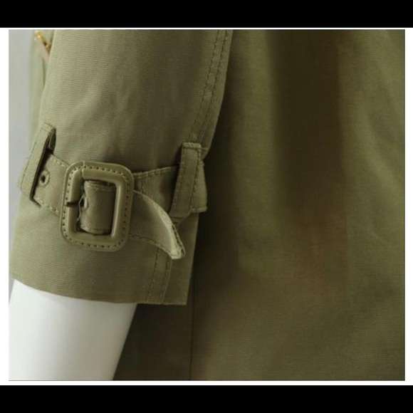 Tory Burch Vanna trench coat olive green sz 4 belt - Picture 6 of 8